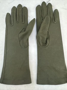 Vintage Suede Like Soft Gloves Olive Green - EST. Size 6 or 6.5. - Picture 1 of 12