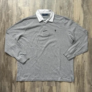 Polo Ralph Lauren Rugby Polo Langarmshirt weiß Kragen grau Größe XL - Bild 1 von 6