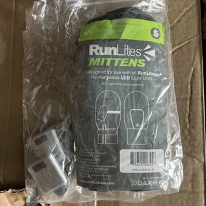 runLites Mittens Black Running Fleece Gloves size Small with battery - Picture 1 of 12