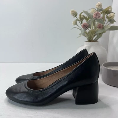 Vionic Carmel Leather Slip On Chunky Heel Pump Black Women's 7M Light Wear - Image 1 of 4