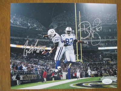 Indianapolis Colts Reggie Wayne/Joe Addai Dual Signed 8x10 Photo JSA - Image 1 of 4