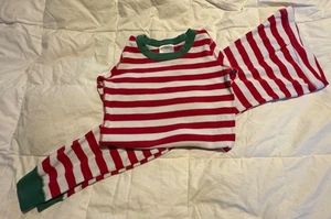 Christmas Hanna Andersson red/white striped long john pajamas. Size 130. - Picture 1 of 2