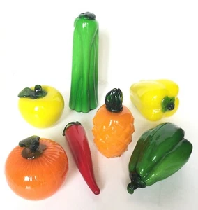 Lotto sette frutti vetro soffiato vintage dimensioni naturali scala 1:1 colorati - Foto 1 di 4