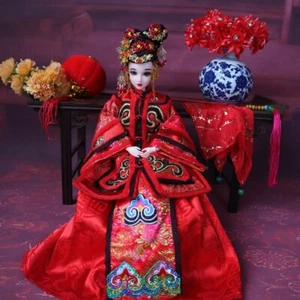 12in. Chinese Period Ancient Qing Dynasty Bride Doll Decoration Handmade Jewelry - Picture 1 of 3