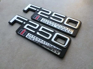 2X NEW Ford F-250 International Diesel Power TEWOBSF250 Nameplates Logos Emblems - Picture 1 of 2