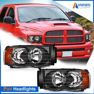 PAIR/SET Factory Headlight Headlamp For 2002-05 Dodge Ram 1500 2500 3500 Pickup - Picture 1 of 13