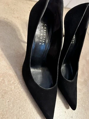 Christian Lacroix замши черный серебряный Stiletto высокий каблук идеальный женский Fatale 35 - Изображение 1 из 4