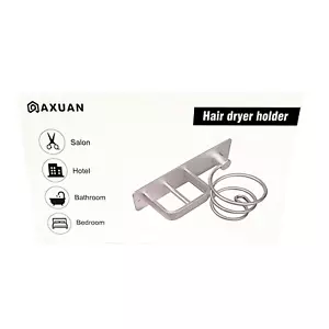 AXUAN Hair Dryer Holder Wall Mount Bathroom Bedroom Styling Tools Iron Black - Picture 1 of 4