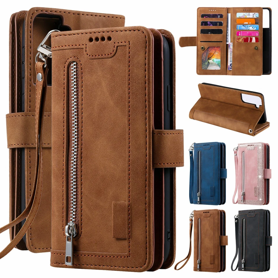 Zipper Leather Wallet Case For Samsung Galaxy S24 Plus S23 Ultra S22 S21 S20 - Image 1 of 4