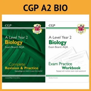CGP A-Level Biology AQA Year 2 Complete Bundle Revision & Practice w/Answers NEW - Picture 1 of 12