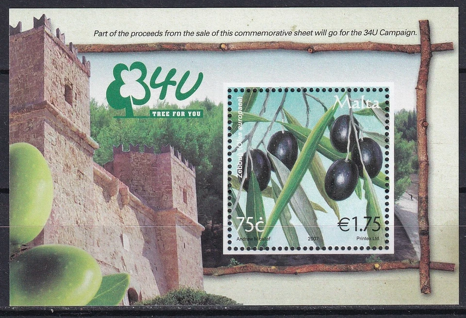Malta 2007 Olive tree MNH Block - Image 1 of 1