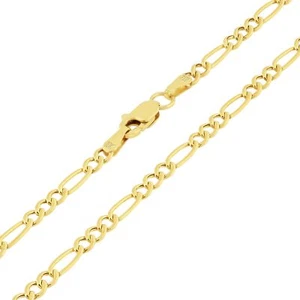 10K Yellow Gold 2.5mm Figaro Italian Chain Link Necklace Mens Women 16"-26" - Picture 1 of 63