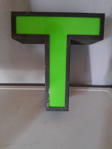 Vintage Metal Shop Sign Letter 'T' Green Cover