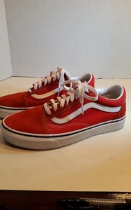 Vans Red Suede And Canvas Womens Sneaker White Learher Strips Size 9.5 - Picture 1 of 8
