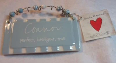 Departamento 56 Sandra Magsamen Niño Etiqueta Nombre Adorno Decoración Placa Cerámica CONNOR Foto 1 de 3