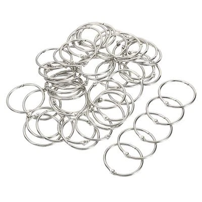 50 piezas anillos aglutinantes de 1,38" de diámetro anillos de hoja suelta de metal desmontables, tono plata Foto 1 de 4