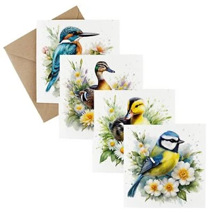 Wildflower Plantable Eco-Friendly Countryside Birds Mixed Greetings Card Set - Picture 1 of 7