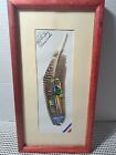 Vintage Framed Parrot Bird Art Painting on Feather, Signed