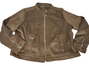 JOUJOU Brown Moto Jacket Faux Suede Women Size 3X Plus Size NEW - Picture 1 of 9