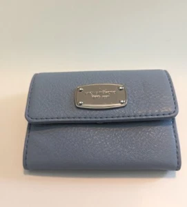 Michael Kors Key Chain Flap Coin Wallet Jet Set Powder Blue Light Blue Pebbled  - Bild 1 von 15