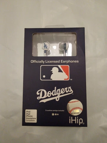 MLB Los Angeles Dodgers Ear Buds Phones Headphones iHip w/ built in microphone Cover