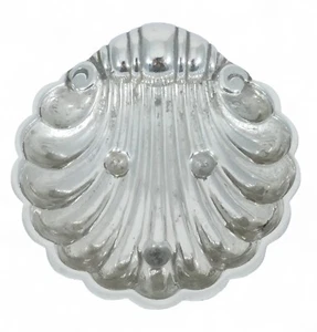 Antique Vintage 1970 Sterling Silver Sea Shell Butter Soap Dish Bowl Plate Small - Foto 1 di 7