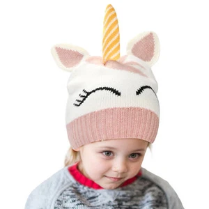 Animal Beanie, Unicorn Hat, Kids Halloween Fluffy Cute Beanie With Ears, Winter - Picture 1 of 6