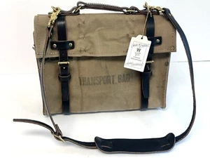 Langlebige Ware ""Transporttasche"" Vintage Canvas Leder Zierleiste Kuriertasche Handarbeit TX - Bild 1 von 20