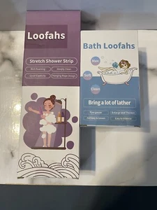 Badeschwämme Duschluffa Netz 3 Kugeln & 2 Seile Schwämme für Duschgel verpackt - Bild 1 von 7