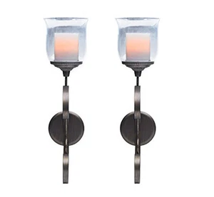 Candle Impressions Set/2 Windsor Sconce with 4" wax Flameless Candle 5 hr timer - Picture 1 of 4