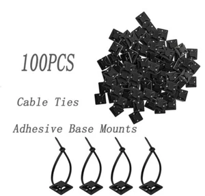 200PCS Cable Ties with Adhesive Base Mounts Self Adhesive Cable Tie Base Holders - Picture 1 of 12