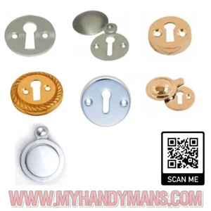 Georgian, Victorian, Modern Door Key Hole Escutcheons, Brass/Chrome/Aluminium  - Picture 1 of 1