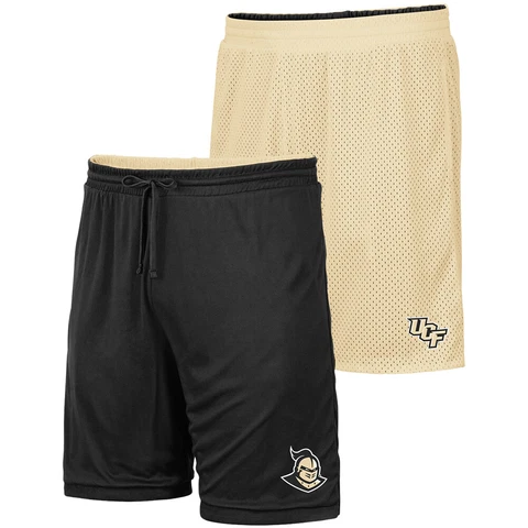 Men's Colosseum Gold/Black UCF Knights Wiggum Reversible Shorts Cover