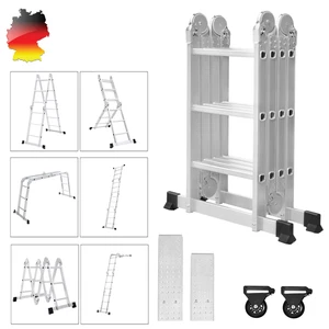 3,6m Alu Mehrzweckleiter Klappleiter Anlegeleiter Stehleiter Gelenkleiter Rad - Bild 1 von 13