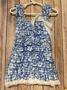 Mädchen Dorothy inspiriert Zauberer von Oz Satin Rüschen Kleid Kostüm XL 3/4 3T 4T  - Bild 1 von 2