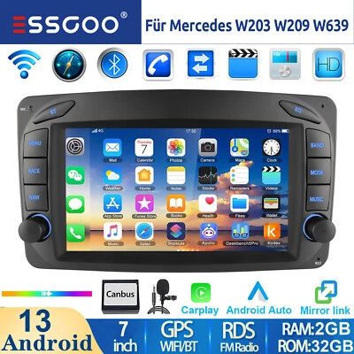 Android 13 Autoradio Carplay NAVI RDS Für Mercedes C/CLK/G Klasse W203 W209 W639 - Bild 1 von 4