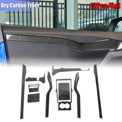 Kit de decoración interior de carbono seco para Tesla Model X 2016-2021 12 piezas Foto 1 de 4