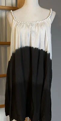 Beach By Exist 迷你背心裙 M 码黑色灰色人造丝结带海岸海滩 — 第 1/4 张图片