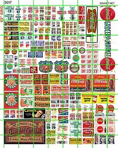 5017 DAVE'S DECAL HO 1:87 VINTAGE GROCERY STORE MARKET WINDOW PRICE DISPLAY COLA - Picture 1 of 3