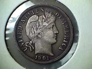 1901-O 10C Barber Dime, XF, SCARSO - Foto 1 di 2