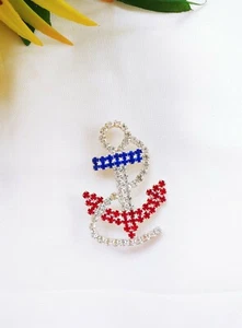 Broche de colección pin cuerda de anclaje bandera estadounidense pedrería conjunto de puntas plata - Imagen 1 de 5