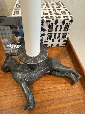 Rare IKEA Foremal Sundberg dog Boxer Candlestick Metal Candlestick NOS   - Image 1 of 4