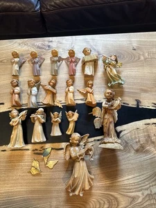 Vintage Group Lot Of Hand Carved Painted Angels Figures Wood Anri? - Picture 1 of 24