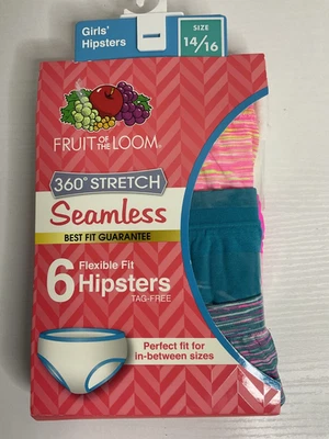 Fruit of the Loom Hipster Girl Size 14/16 Seamless Uderwear Flexible Fit 6-Pack - Image 1 of 4