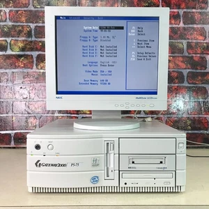 PC retro para juegos Gateway 2000 P5-75 de colección - Pentium 75 MHz 96 MB de RAM sin disco duro - Imagen 1 de 10