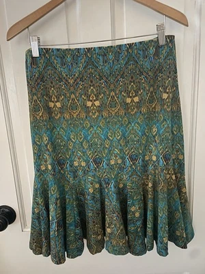 Falda para mujer Chaps azul dorado talla mediana cintura elástica falda con volantes Foto 1 de 4