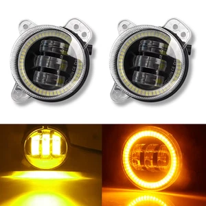 VW Touareg Front Fog Light Set LED Yellow Angel Eyes 02-06 Lamp Pair Left Right - Picture 1 of 12