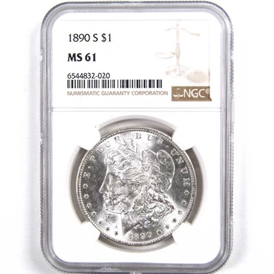 1890 S Morgan Dollar MS 61 NGC 90% Silver Uncirculated SKU:I3098 - Image 1 of 4
