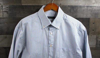 Ermenegildo Zegna Shirt Mens XL Blue Brown Tattersall Button Down Dress Cotton - Image 1 of 4