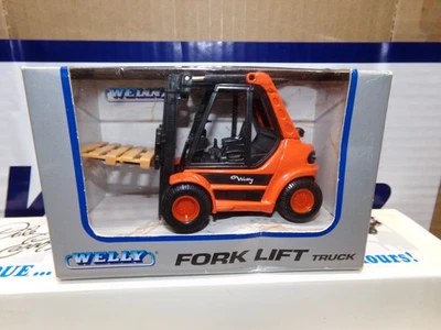 Carretilla elevadora Welly Pull Back naranja "LEER" 5,5" de largo Foto 1 de 2